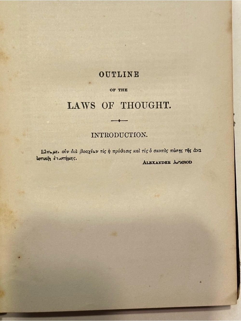 Vintage: Outline of the Laws of Thought", 1879